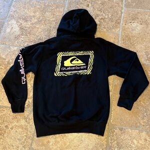 Vintage QUIKSILVER Black Graphic Hoodie Sweatshirt Size Small-Unisex